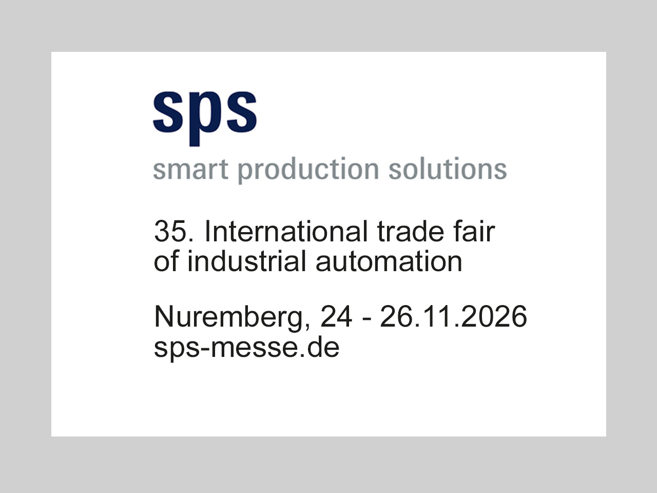SPS – Smart Production Solutions, Nuremberg, Germany